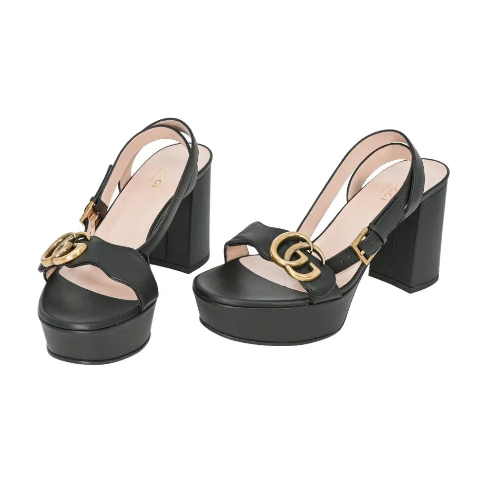Gucci GG Marmont Leather Platform Sandals - Picture 4 of 14